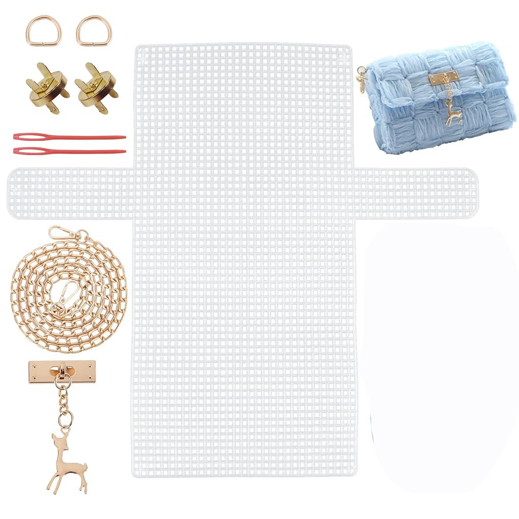 HASTHIP DIY Knitting Crochet Bags Kit, Plastic Canvas Plastic Mesh Sheets for Embroidery Cross Stitch DIY Women Handmade Bag Making Accessories HASTHIP DIY Knitting Crochet Bags Kit, Plastic Canvas Plastic Mesh Sheets for Embroidery Cross Stitch DIY Women Handmade Bag Making Accessories